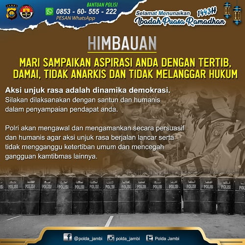 kapolda jambi imbau demo kondusif