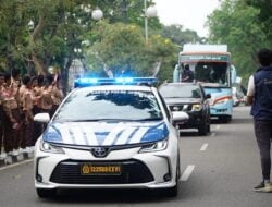 Rombongan Roadshow Bus KPK Tiba di Lapangan Depan Kantor Gubernur Jambi