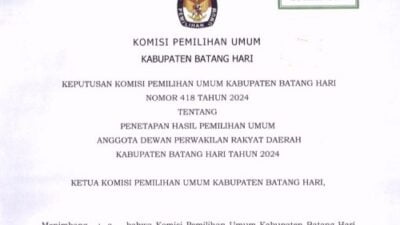 Berikut Penetapan Hasil Perhitungan Suara DPRD Batanghari di Pemilu 2024