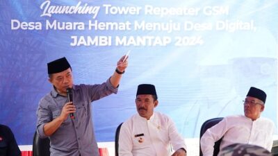 Gubernur Al Haris Launching Repeater GSM di Kawasan Muara Hemat