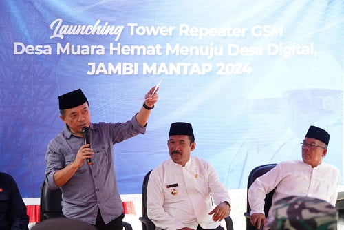 Gubernur Al Haris Launching Repeater GSM di Kawasan Muara Hemat