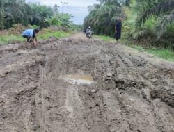 Jalan di Desa Simbur Naik Tanjabtim Bak Kubangan Kerbau