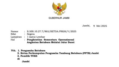 Lancarkan Pemberangkatan CJH Gubernur Al Haris Hentikan Angkutan Batubara Jalur Darat