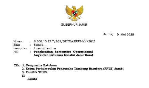 Lancarkan Pemberangkatan CJH Gubernur Al Haris Hentikan Angkutan Batubara Jalur Darat