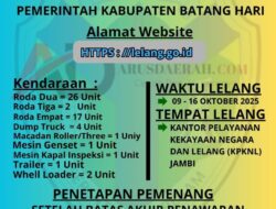Melalui Bakeuda, Pemerintah Kabupaten Batang Hari Adakan Lelang Kendaraan